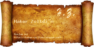Haker Zoltán névjegykártya